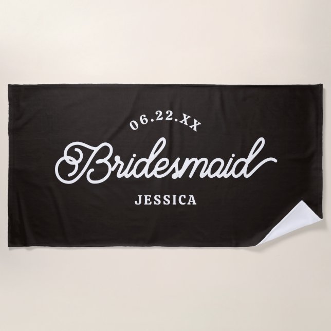 Custom Minimalist Bridesmaid Beach Towel (Front)