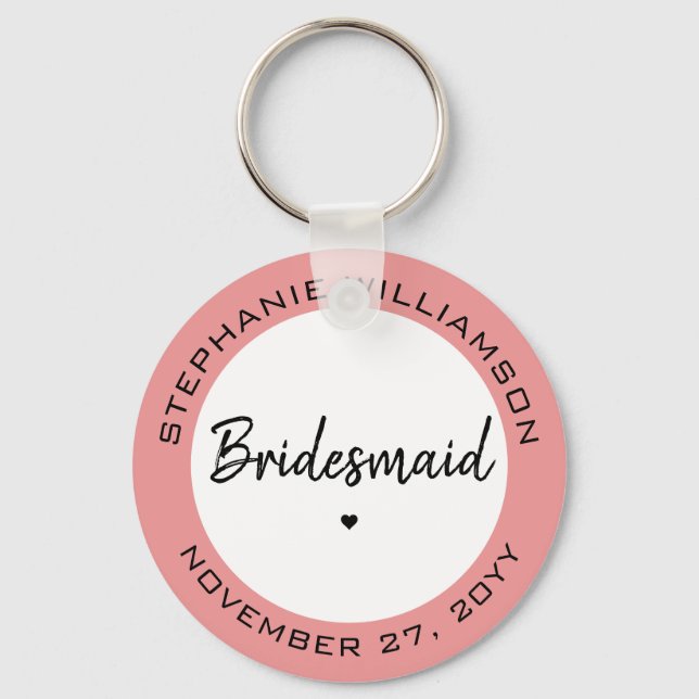 Custom Minimalist Bridesmaid Personalized Gift Keychain (Front)