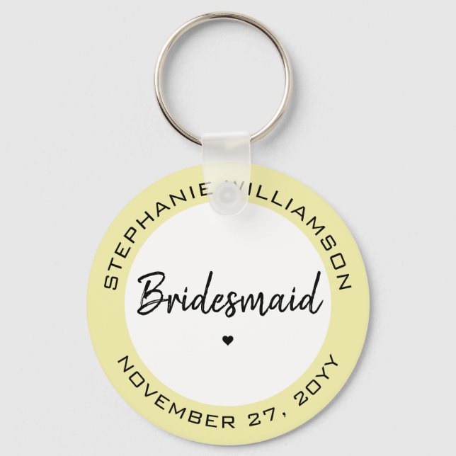Custom Minimalist Bridesmaid Personalized Gift Keychain (Front)