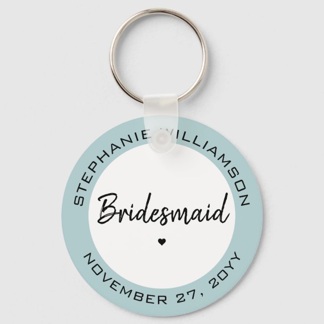 Custom Minimalist Bridesmaid Personalized Gift Keychain (Front)
