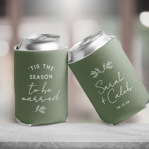 Custom Minimalist Christmas Wedding Guest Favor Can Cooler