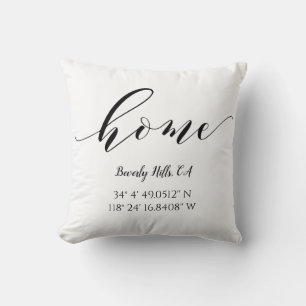 Custom Minimalist City State GPS Coordinates Throw Pillow