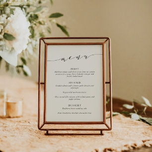 Custom Minimalist Classic Cream Black Wedding Menu
