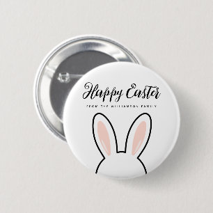 Custom Minimalist Cute Bunny Ears Happy Easter 2 Inch Round Button
