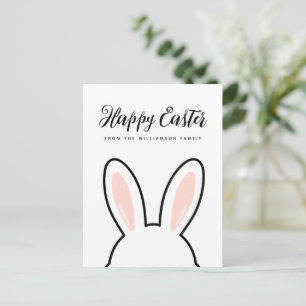 Custom Minimalist Cute Bunny Ears Happy Easter Postcard