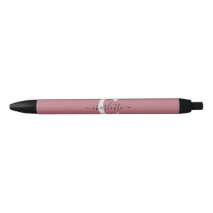 Custom Minimalist Dusty Pink Black Ink Pen