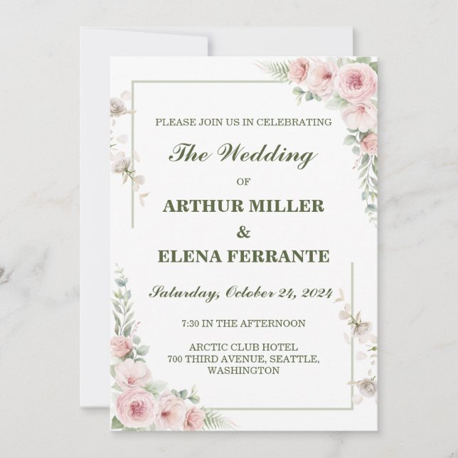 Custom Minimalist Elegant Wedding Invitation Card (Front)