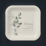 Custom Minimalist Gold Greenery Baby Shower Paper Plate<br><div class="desc">Minimalist Gold Greenery Baby Shower Custom Paper Plates</div>