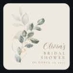 Custom Minimalist Gold Greenery Bridal Shower Square Sticker<br><div class="desc">Minimalist Gold Greenery Bridal Shower Custom Square Sticker</div>