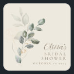 Custom Minimalist Gold Greenery Bridal Shower Square Sticker<br><div class="desc">Minimalist Gold Greenery Bridal Shower Custom Square Sticker</div>