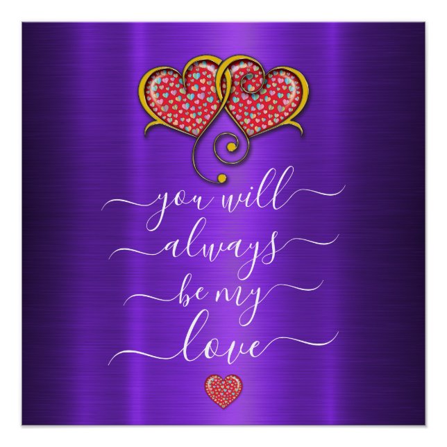 Custom Minimalist Interlocked Hearts Design Poster (Front)