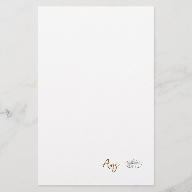 Custom Minimalist Lotus Stationery Paper (Front)