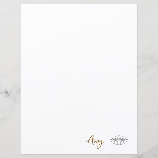 Custom Minimalist Lotus Stationery Paper (Front)