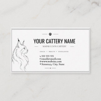 Custom Minimalist Maine Coon Cattery Business Card