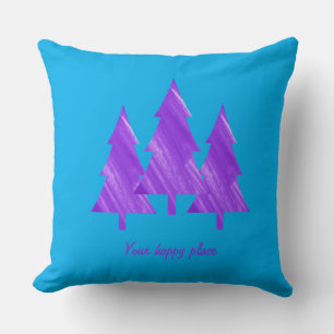 Custom Minimalist Modern Aesthetic Purple Trees Throw Pillow