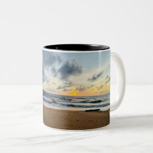 Custom Minimalist Modern Chic Personalized photo Two-Tone Coffee Mug