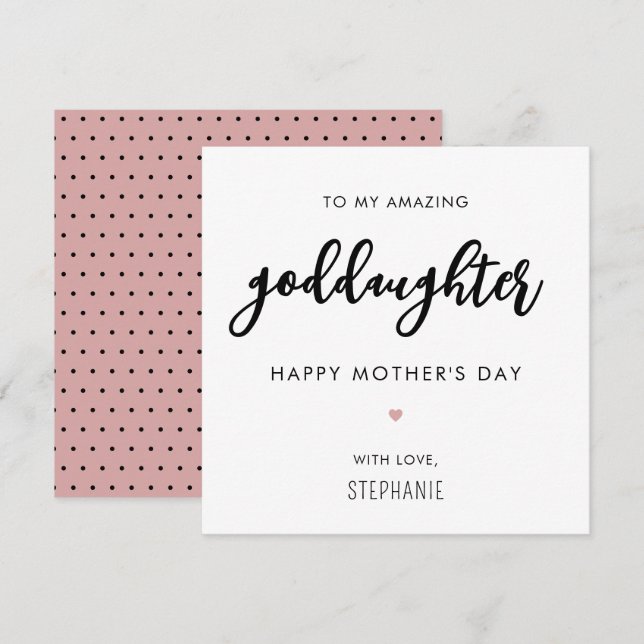 Custom Minimalist Modern Goddaughter Mother's Day Card (Front/Back)