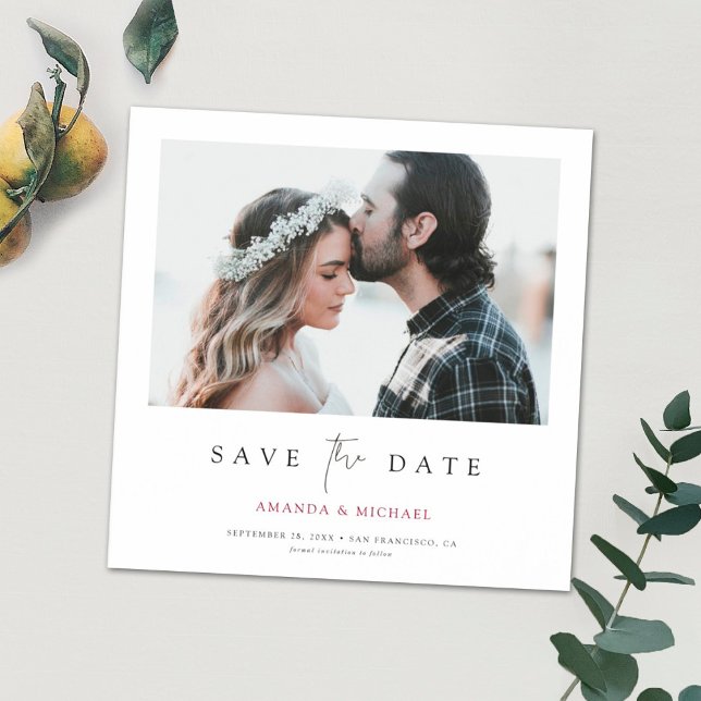 Custom Minimalist Modern Photo Save the Date Magnetic Invitation (Creator Uploaded)
