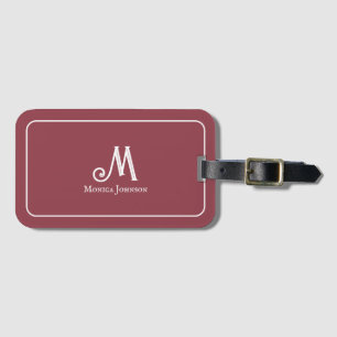 Custom Minimalist Monogram Name Luscious Red Luggage Tag