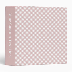 Custom Minimalist Muted Pink Shade Plaid Pattern Binder
