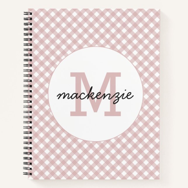 Custom Minimalist Muted Pink Shade Plaid Pattern Notebook (Front)