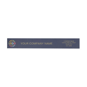Custom Minimalist Navy Blue Business Logo Branded Wrap Around Label