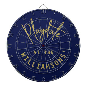Custom Minimalist Navy Blue Gold Playdate Elegant  Dartboard
