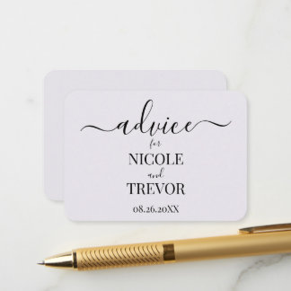Custom Minimalist Personalized Wedding Advice Card