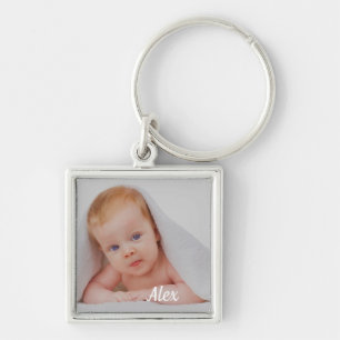 Custom Minimalist photo & name  Keychain