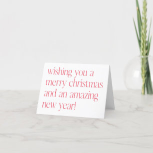 Custom Minimalist Red White Christmas New Year Holiday Card
