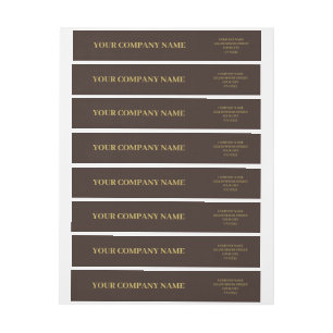 Custom Minimalist Simple Brown & Gold Business Wrap Around Label