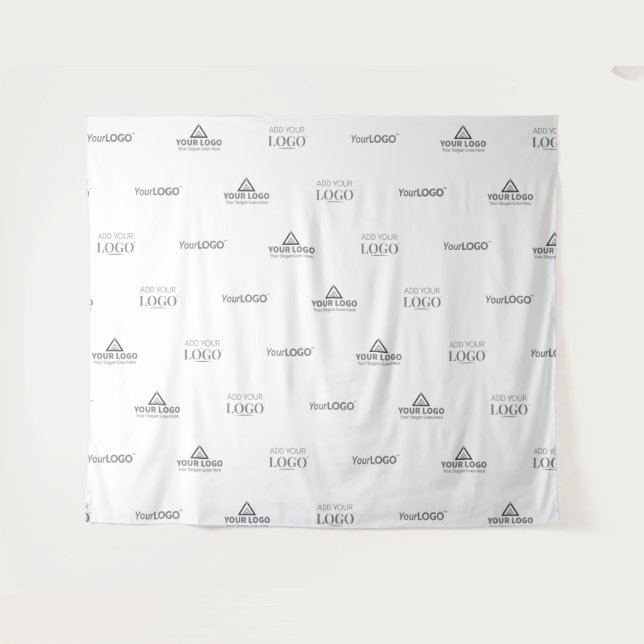 Custom Minimalist Three Logo Corporate Backdrop Tapestry (Front (Horizontal))