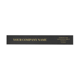 Custom Minimalist Trendy Black & Gold Business Wrap Around Label