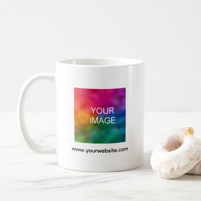 Custom Minimalist Upload Your Photo Image Here Coffee Mug (With Donut)