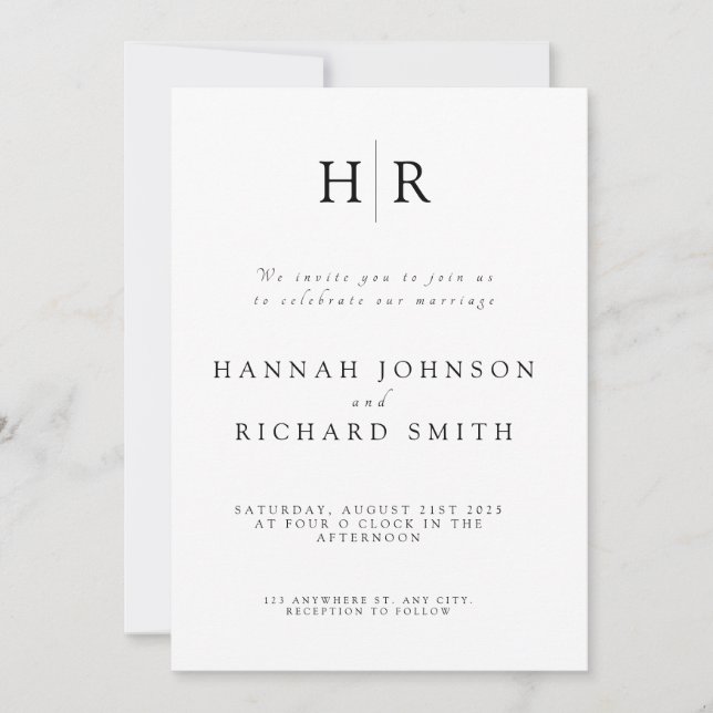 Custom Minimalist Wedding Invitation (Front)