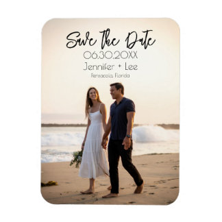Custom Minimalist Wedding Photo Save the Date Magnet