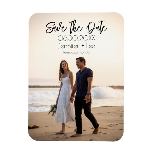 Custom Minimalist Wedding Photo Save the Date Magnet (Vertical)