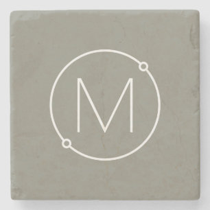 Custom Minimalistic Circle Modern Monogram Stone Coaster