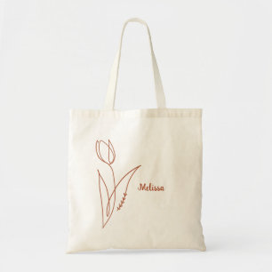 Custom Minimalistic Flower with Name Tote Bag