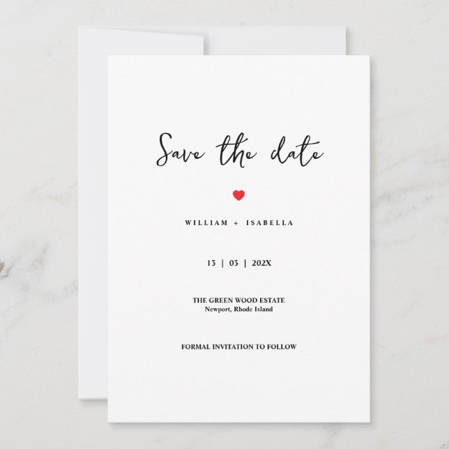 Custom Minimalistic Wedding Save the Date  (Front)