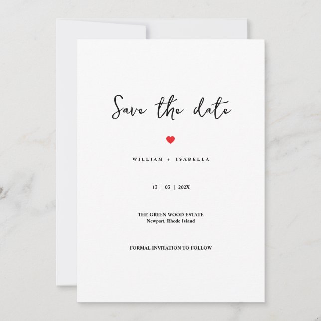 Custom Minimalistic Wedding Save the Date  (Devant)