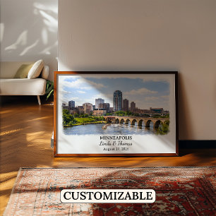 Custom Minneapolis Wall Art, Minnesota Poster