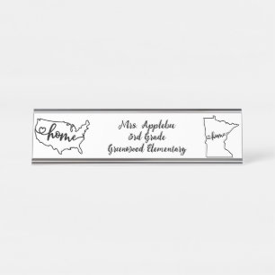 Custom Minnesota State US Home Line Art Desk Name Plate