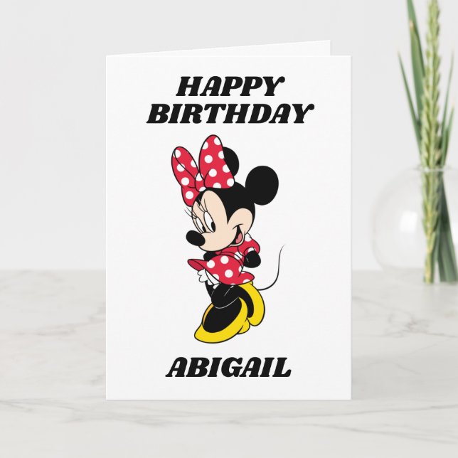 Custom Minnie Mouse Girl's Birthday Card (Front)