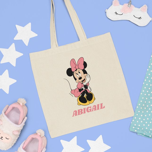 Custom Minnie Mouse | Posing in Pink Tote Bag (Tote bag with clothing laid out)