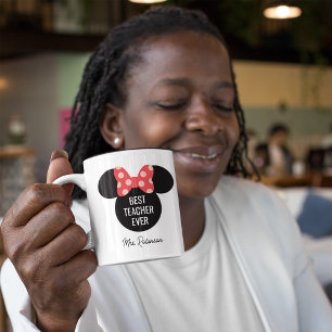 Custom Minnie Polka Dot Best Teacher Ever Two-Tone Coffee Mug