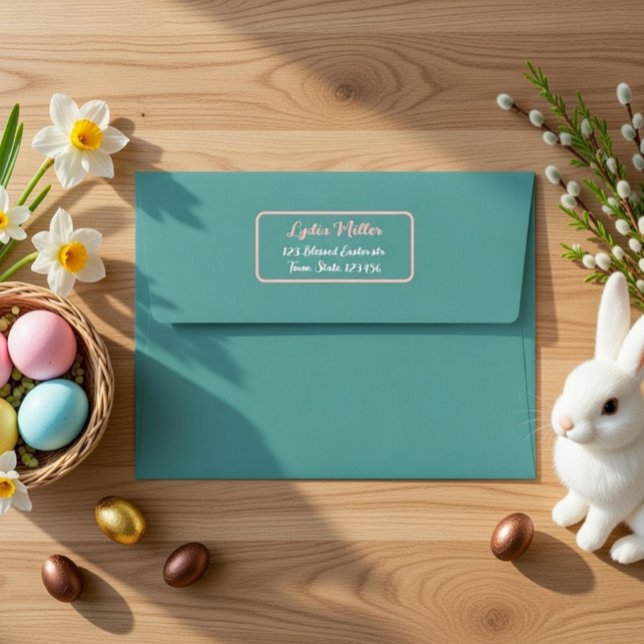 Custom Mint Envelope, Bunny & Tulip Easter Liner Envelope (Creator Uploaded)
