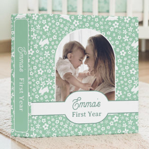 Custom Mint Green Bunny Baby First Year Photo Binder