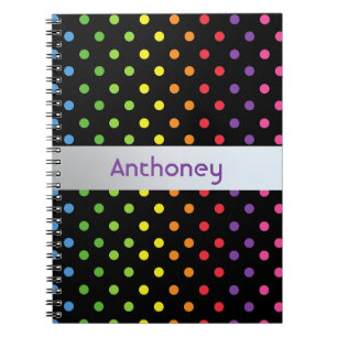 Custom Mint Green Turquoise Blue Pink polka dots Notebook