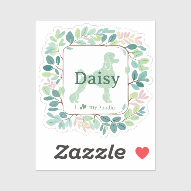 Custom mint poodle sticker - Personalized Gift (Feuille)
